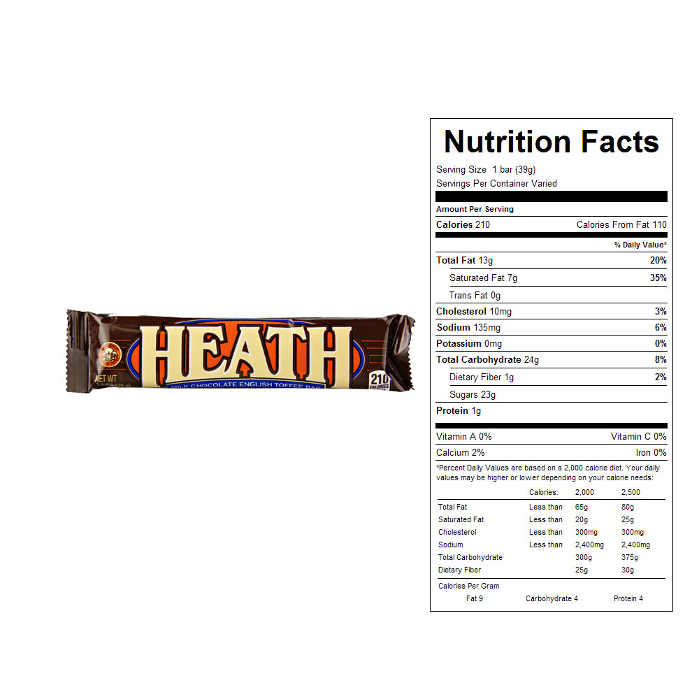 Heath Original Bars Bulk Candy Nutrition Facts 