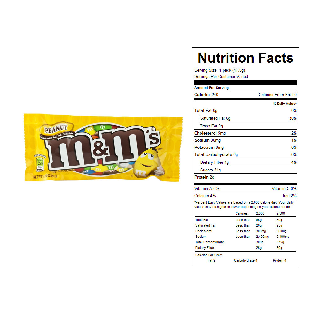 M M S Nutrition Label Nutrition Ftempo