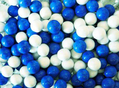 Sixlets Chocolate Candy Blue & White Mix - Click Here To Buy!